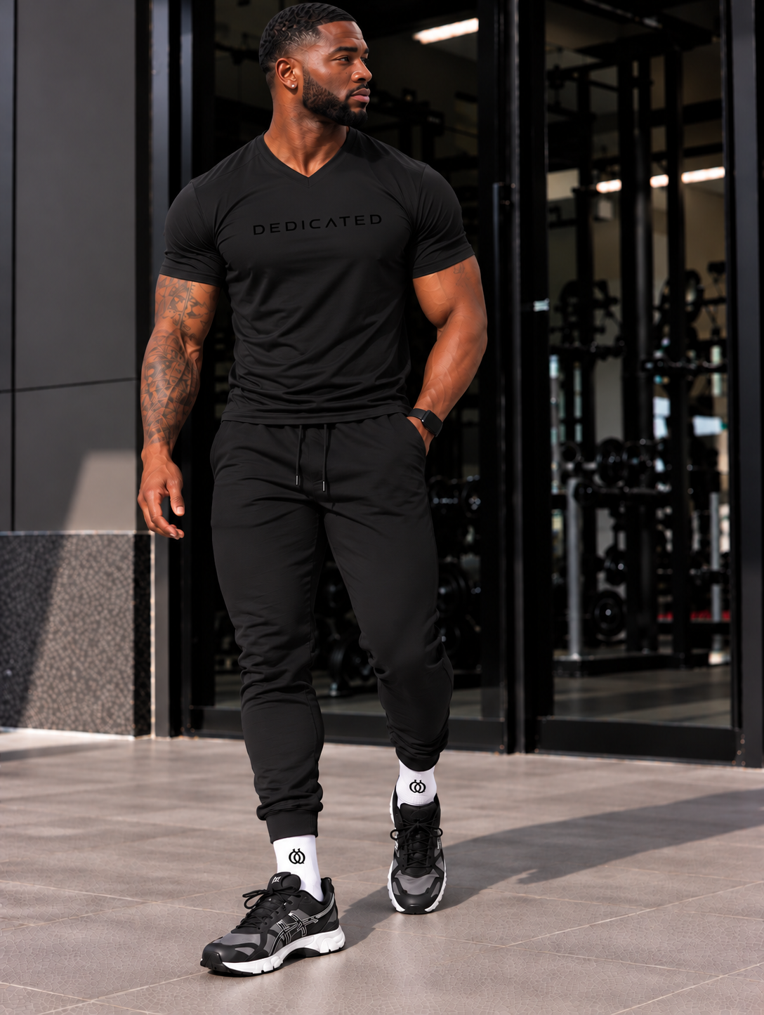 DTF Men’s High-Stretch Slim V-Neck Performance T-Shirt