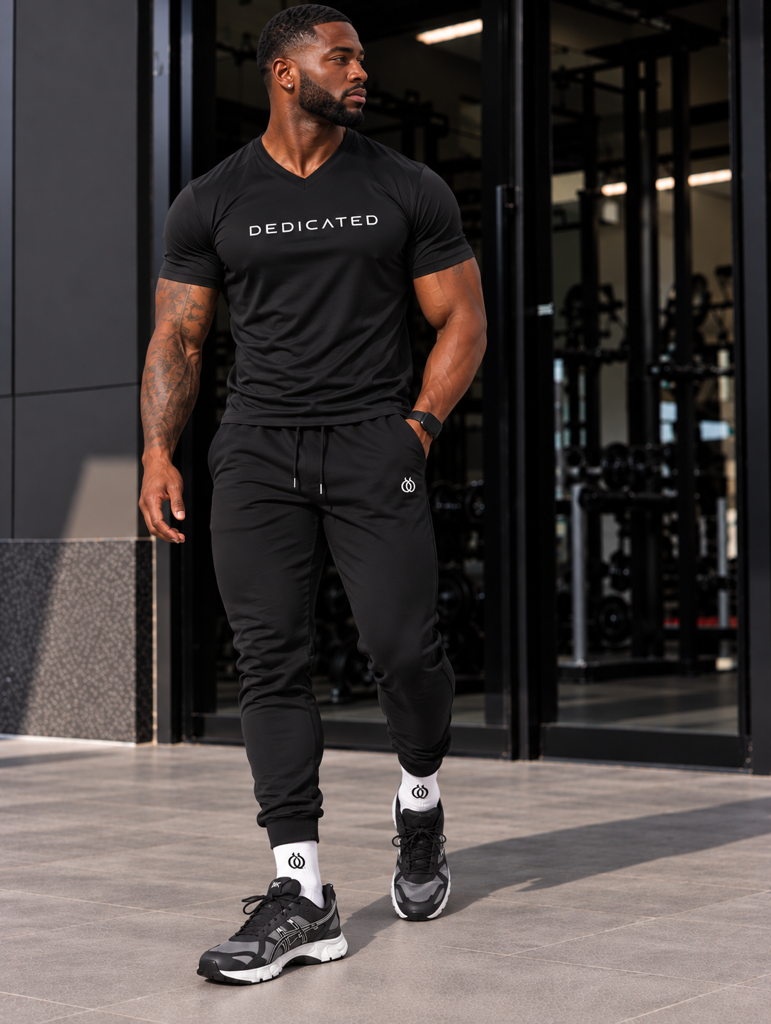 DTF Men’s High-Stretch Slim V-Neck Performance T-Shirt