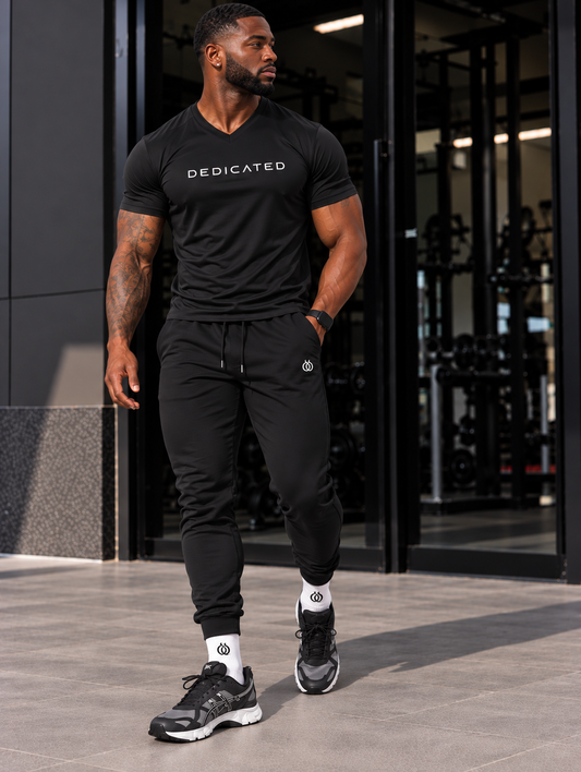 DTF Men’s High-Stretch Slim V-Neck Performance T-Shirt