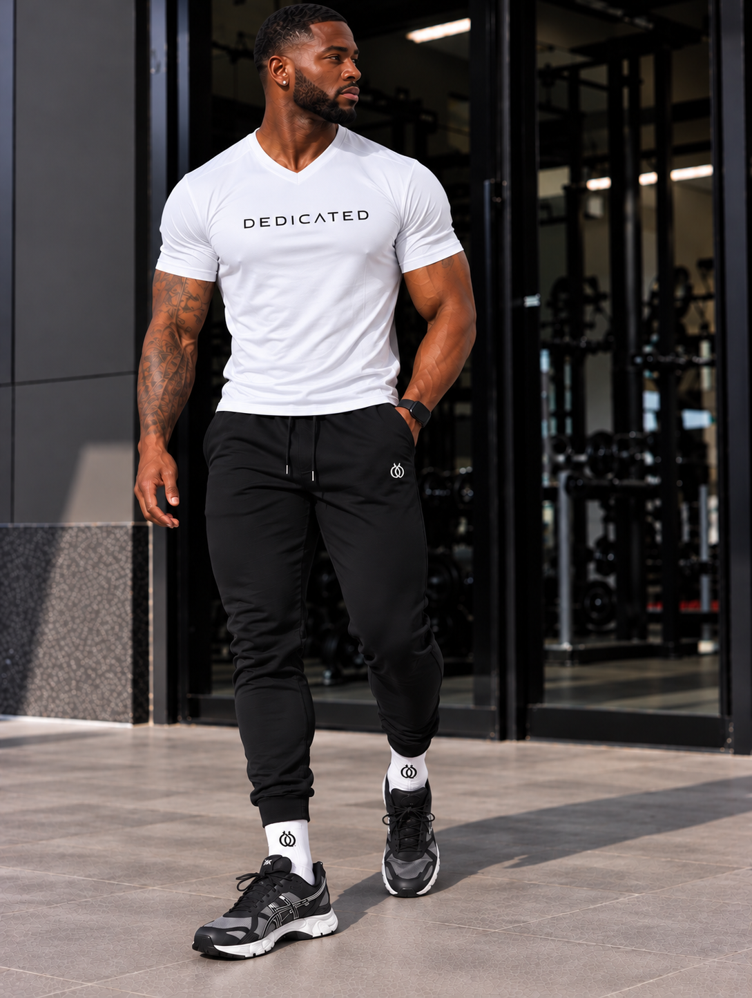 DTF Men’s High-Stretch Slim V-Neck Performance T-Shirt